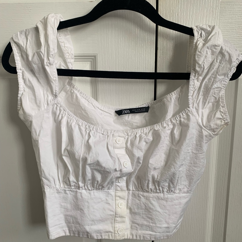 Zara cropped milkmaid blouse/top